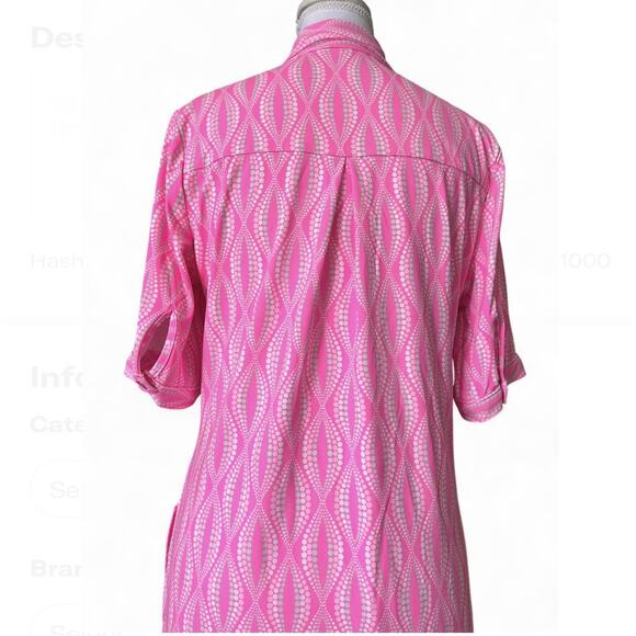 Lulu B Colorful Comfy UPF Outdoor Dress Sz XS Neon Pink 3/4 Sleeve Pockets - Picture 4 of 7